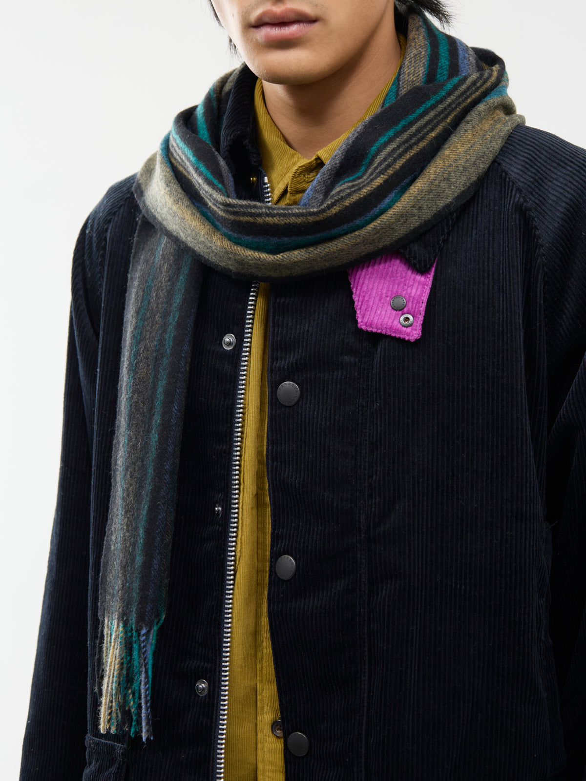 Lambswool Trent Stripe Scarf – Black