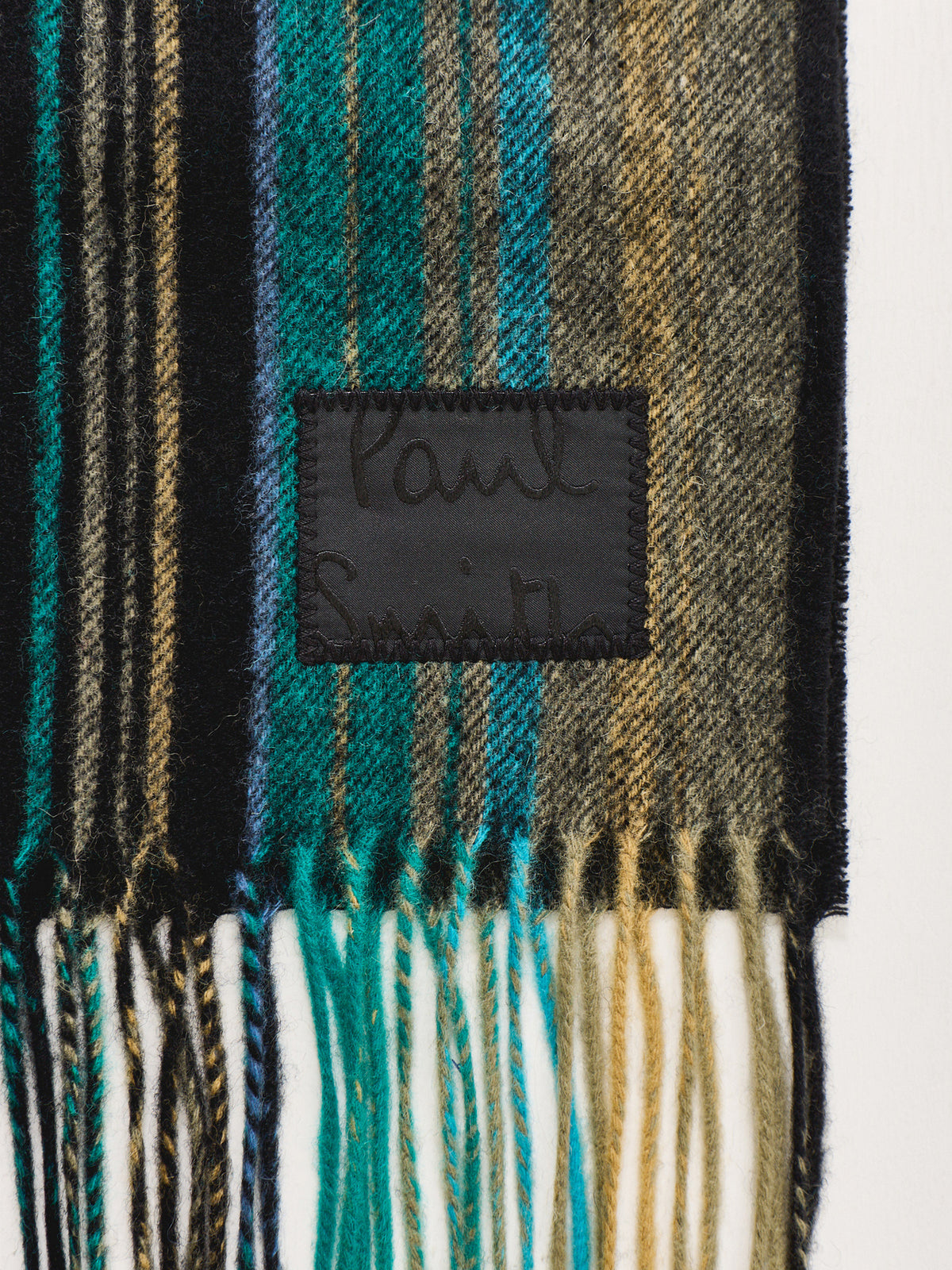 Lambswool Trent Stripe Scarf – Black