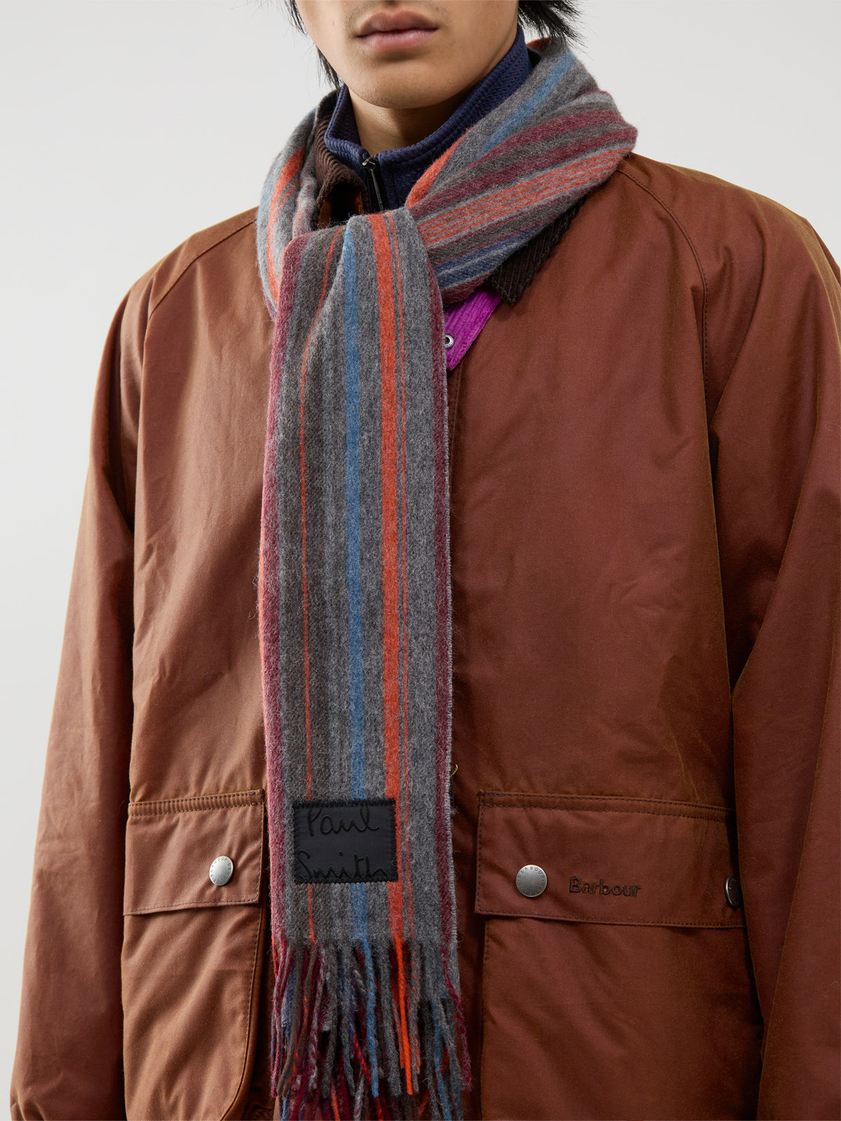 Lambswool Trent Stripe Scarf – Red