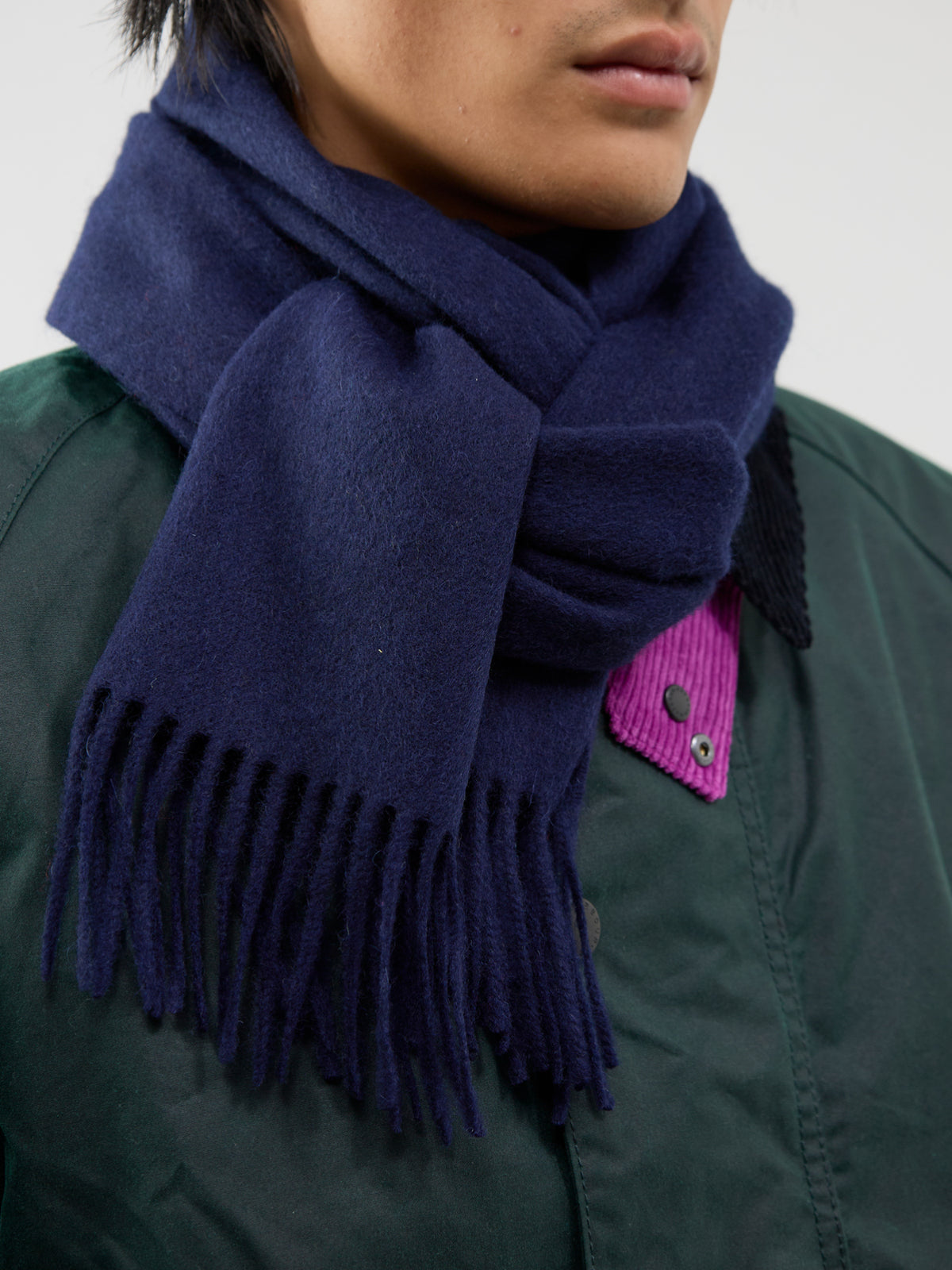Lambswool Zebra Scarf – Navy