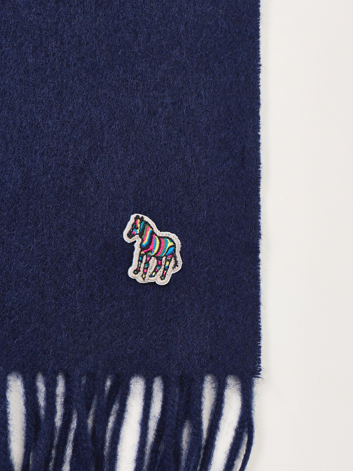 Lambswool Zebra Scarf – Navy