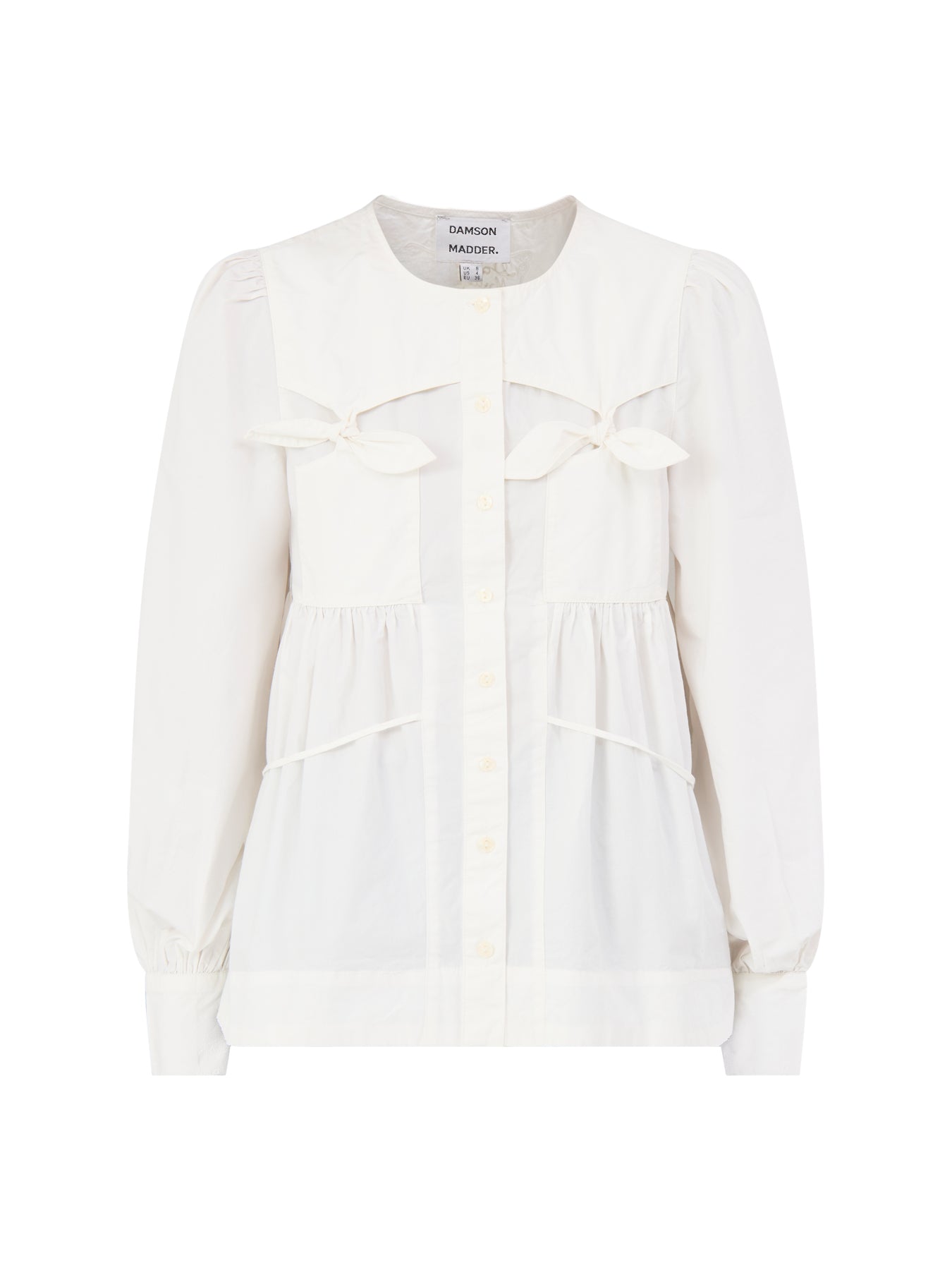 Cotton Lettie Bow Detail Blouse - White