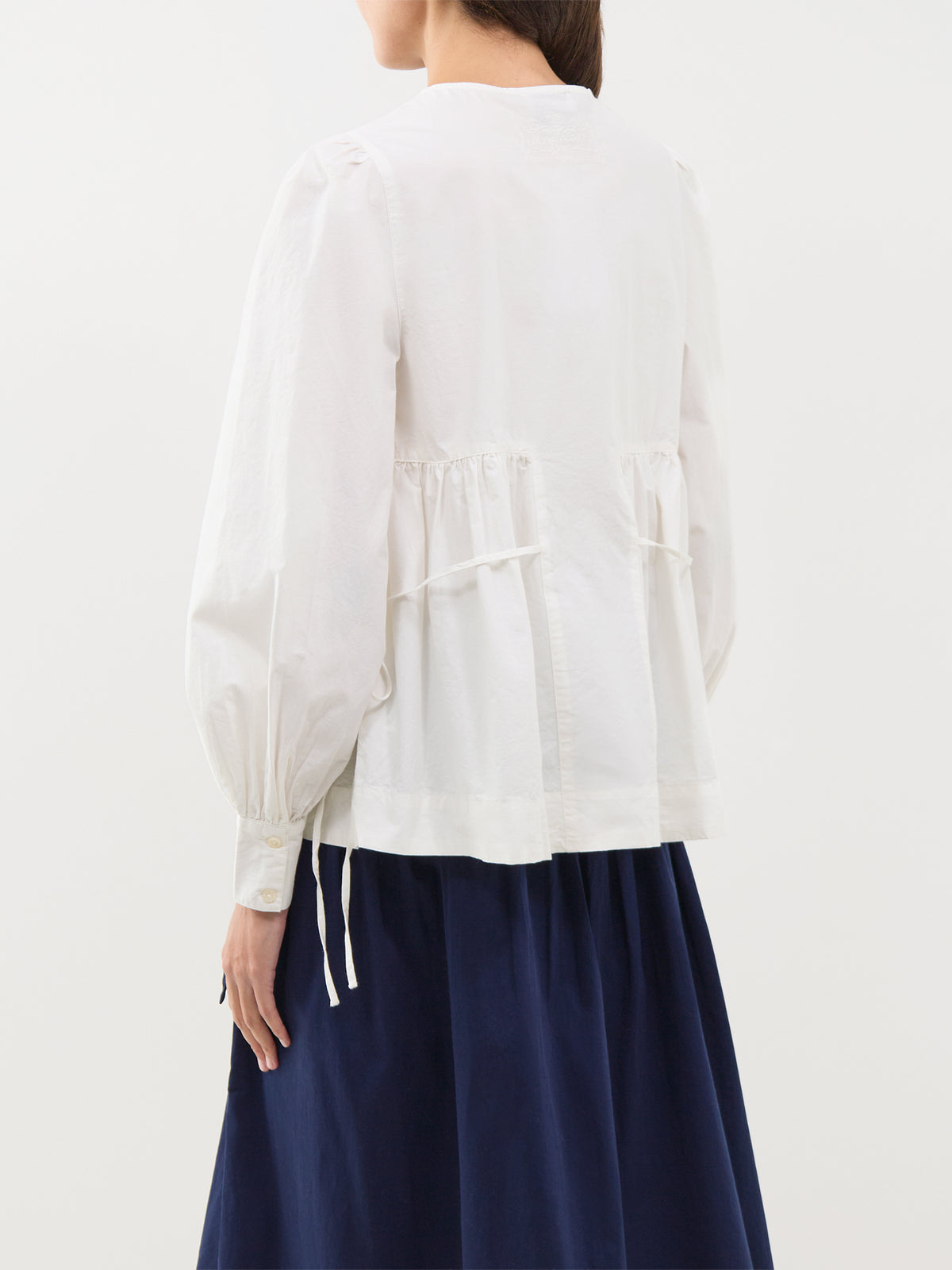 Cotton Lettie Bow Detail Blouse - White