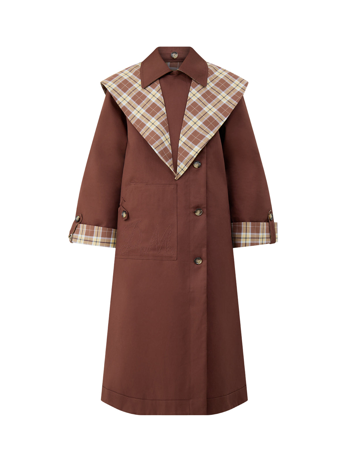 Jerry Reversible Organic Cotton Longline Trench Coat - Chocolate
