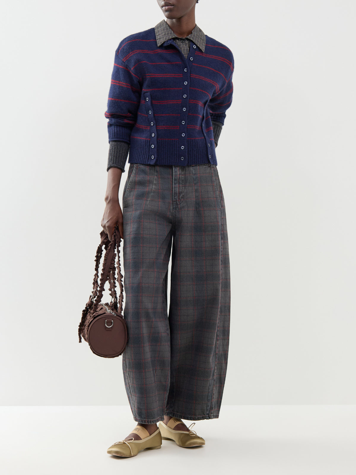 Franny Merino Wool Cardigan – Navy Stripe
