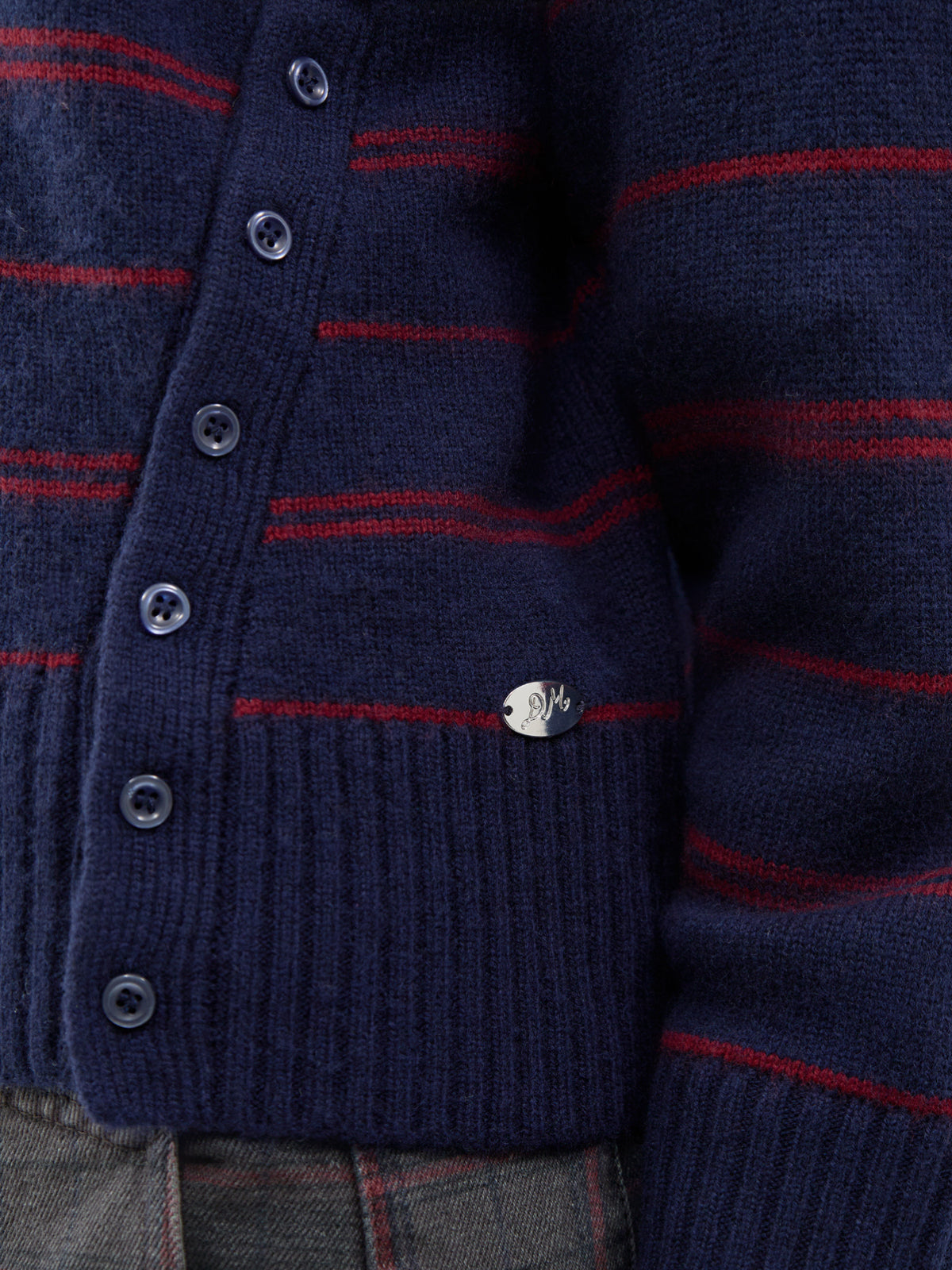 Franny Merino Wool Cardigan – Navy Stripe