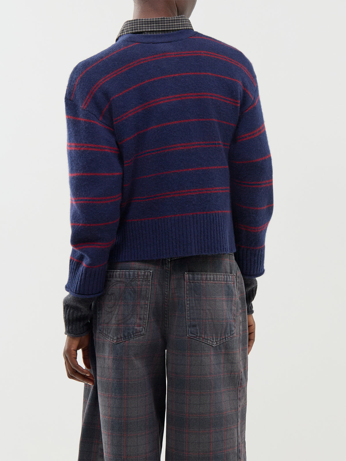 Franny Merino Wool Cardigan – Navy Stripe