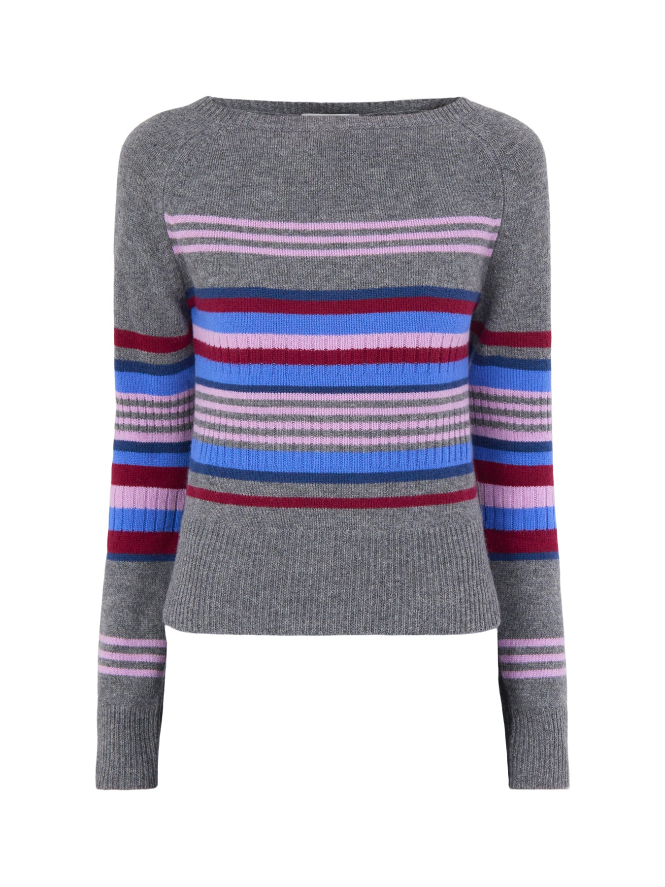 Wool Yesley Wide Neck Jumper - Bold Stripe