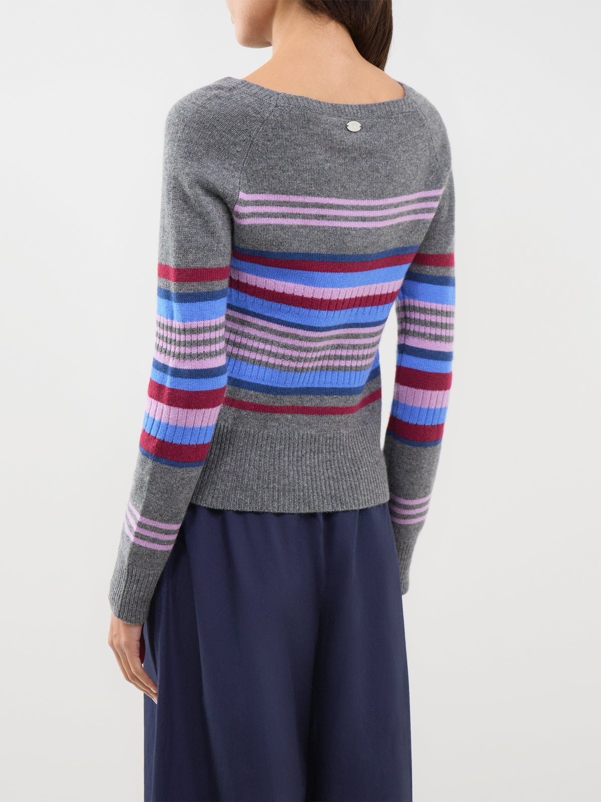 Wool Yesley Wide Neck Jumper - Bold Stripe