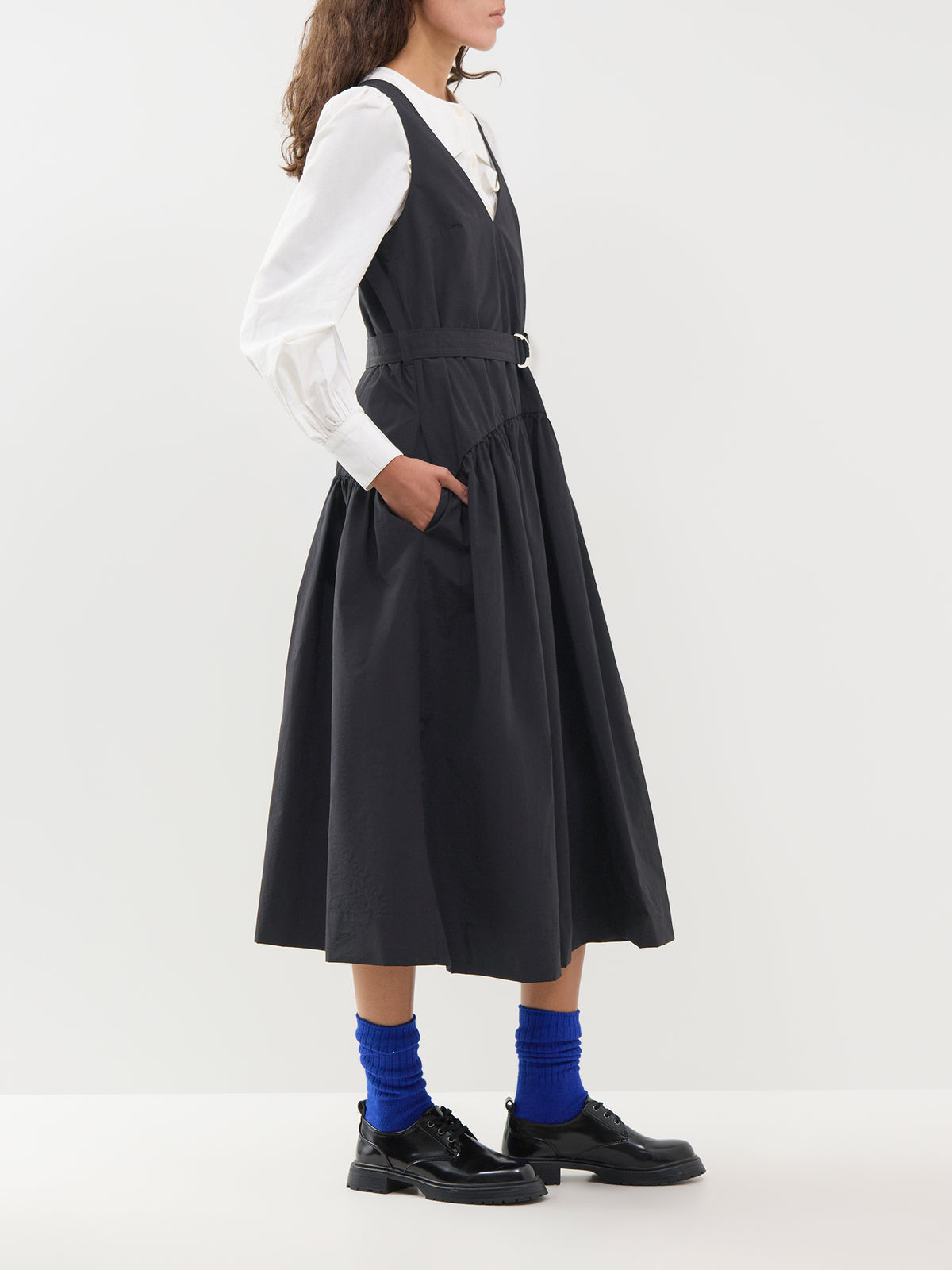 Cotton Blend Dallas Midi Dress - Black