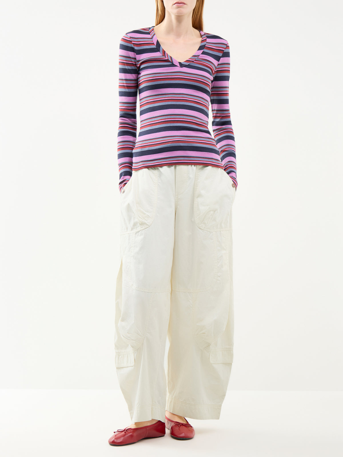 Arlea Organic Cotton Long-Sleeved Striped T-Shirt - Purple