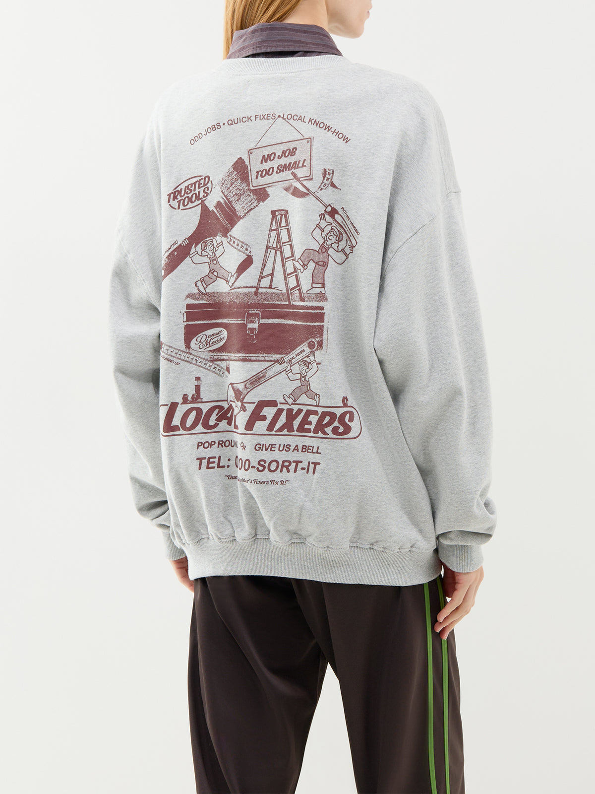 Local Fixers Organic Cotton Graphic Sweatshirt - Grey Marl