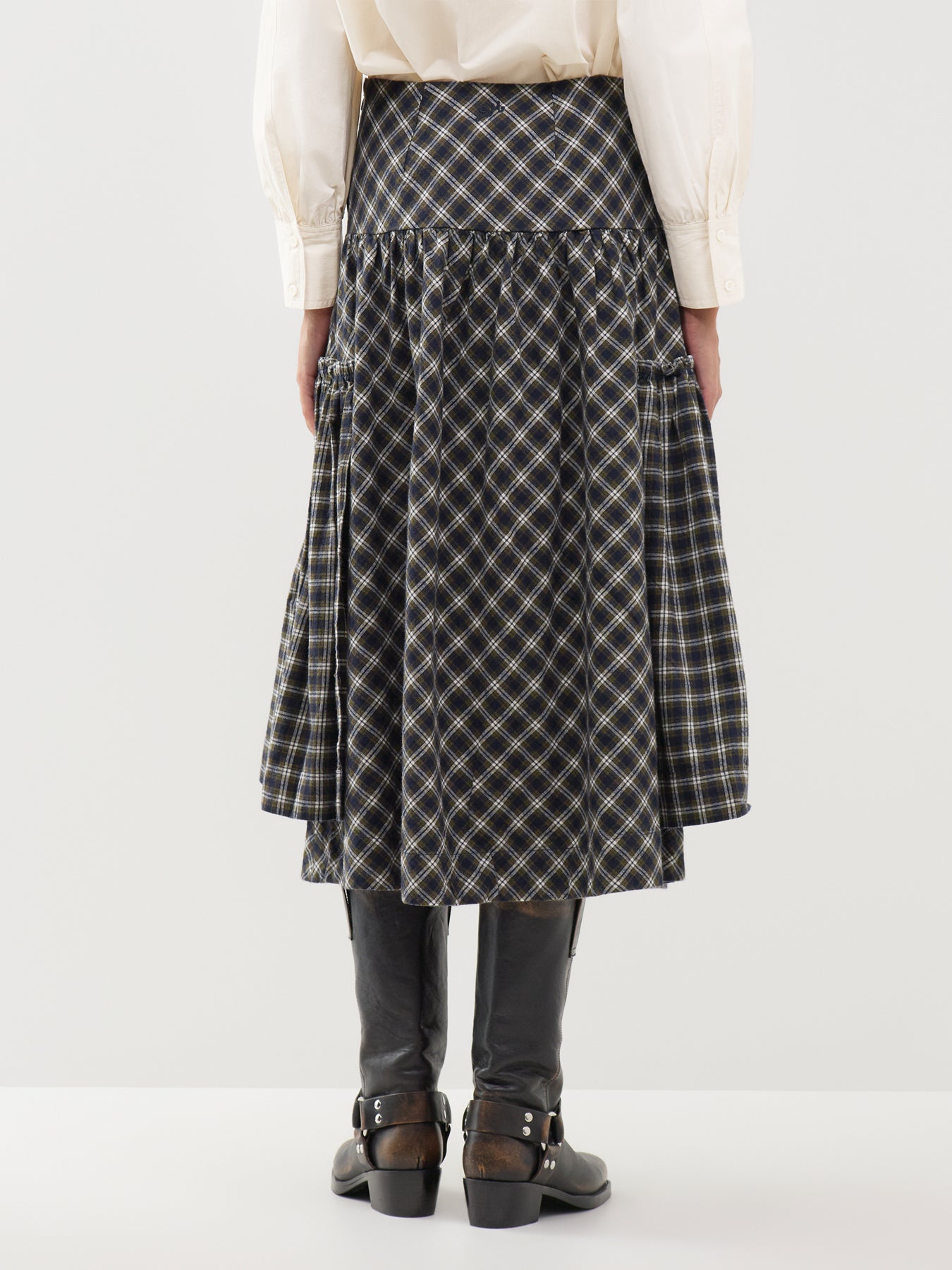 Organic Cotton Raya Midi Skirt - Lyra Check