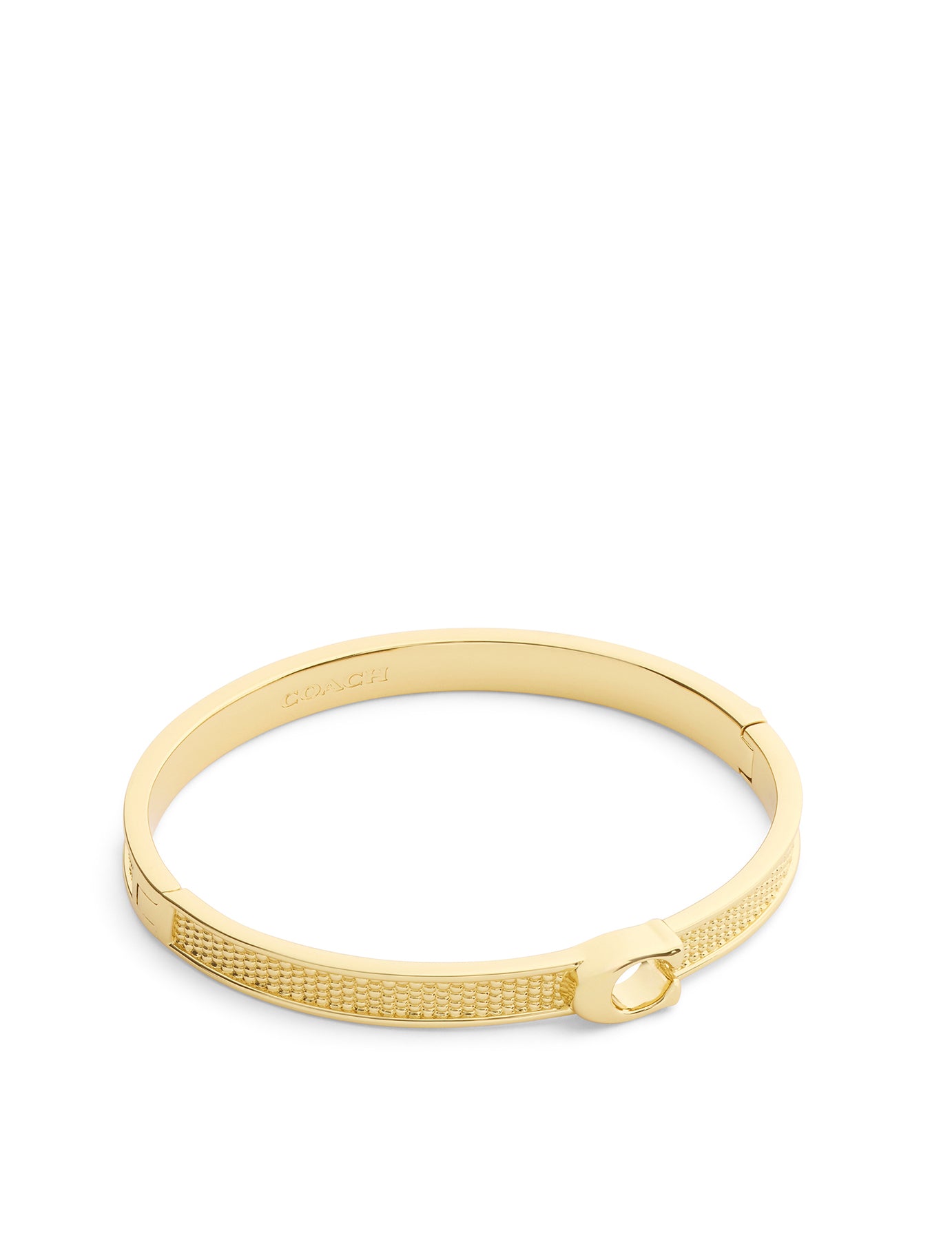Textured C Hinged Bangle Gold