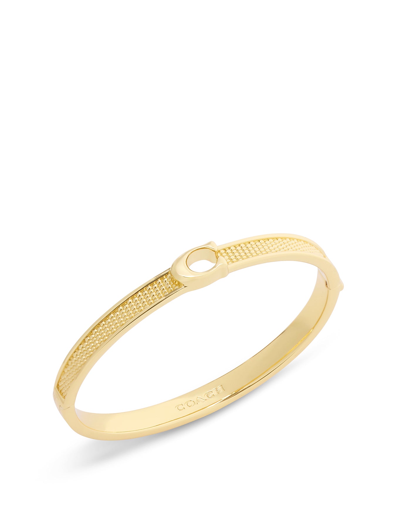 Textured C Hinged Bangle Gold