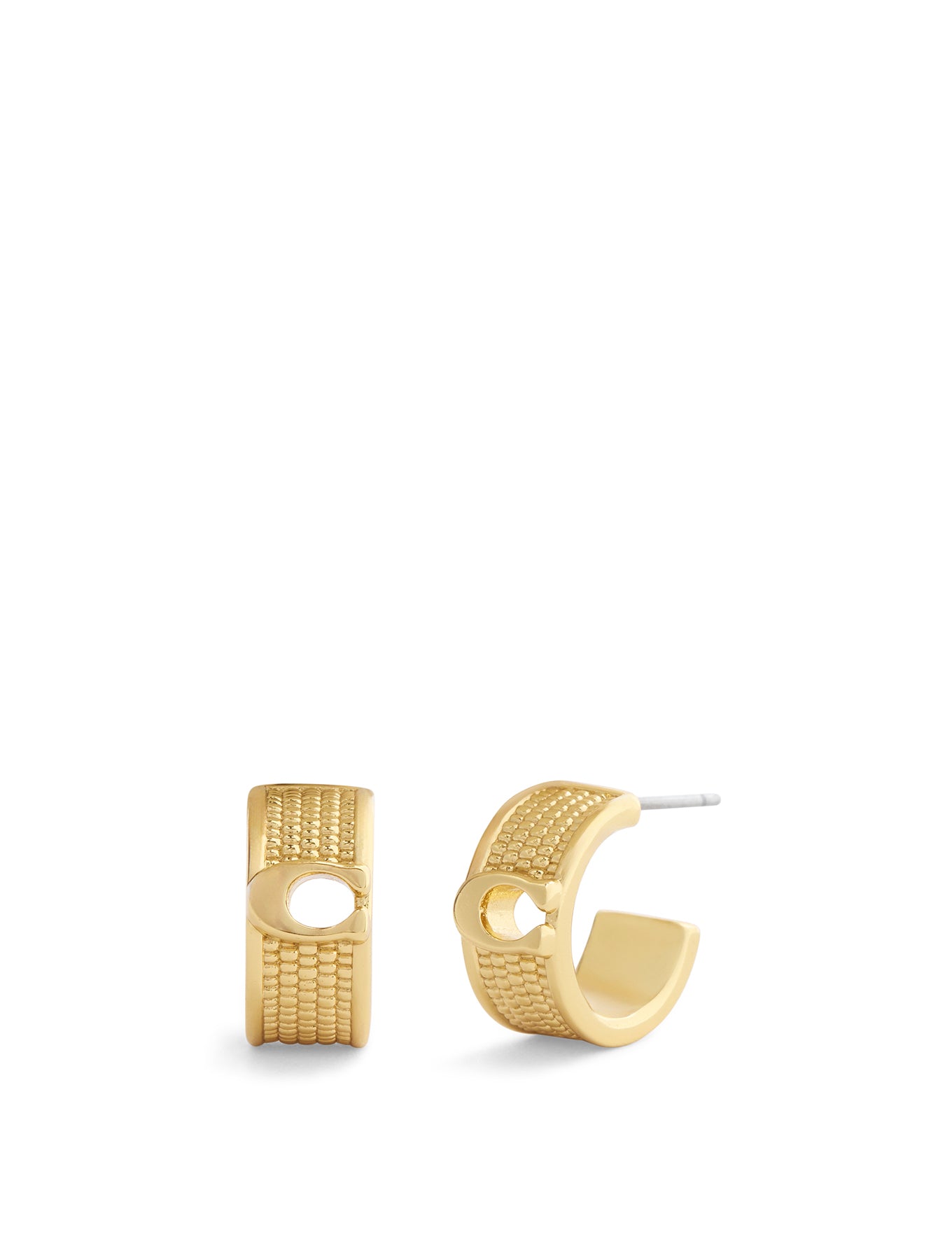 Textured C Huggie Earrings Gold