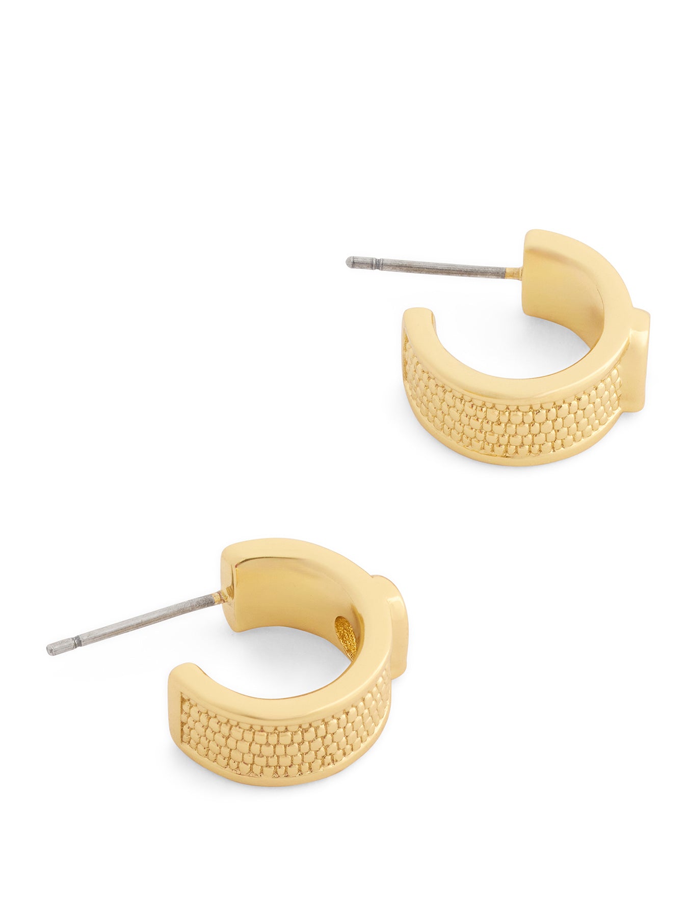 Textured C Huggie Earrings Gold