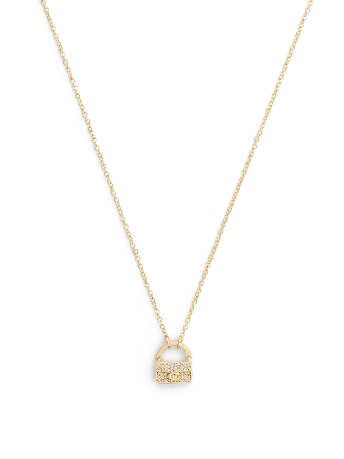 Pavé Tabby Bag Short Pendant Necklace - Gold & Crystal