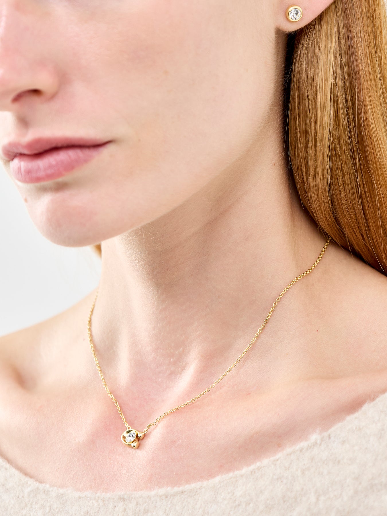 C Stone Necklace & Earrings Gift Set Gold – Fenwick