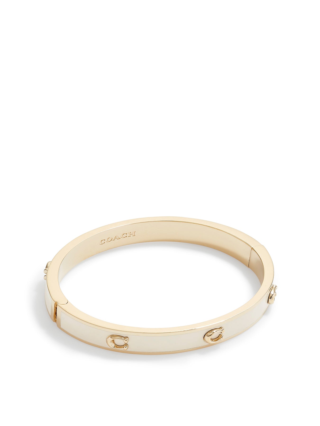 Pegged C Enamel Hinge Bangle Gold
