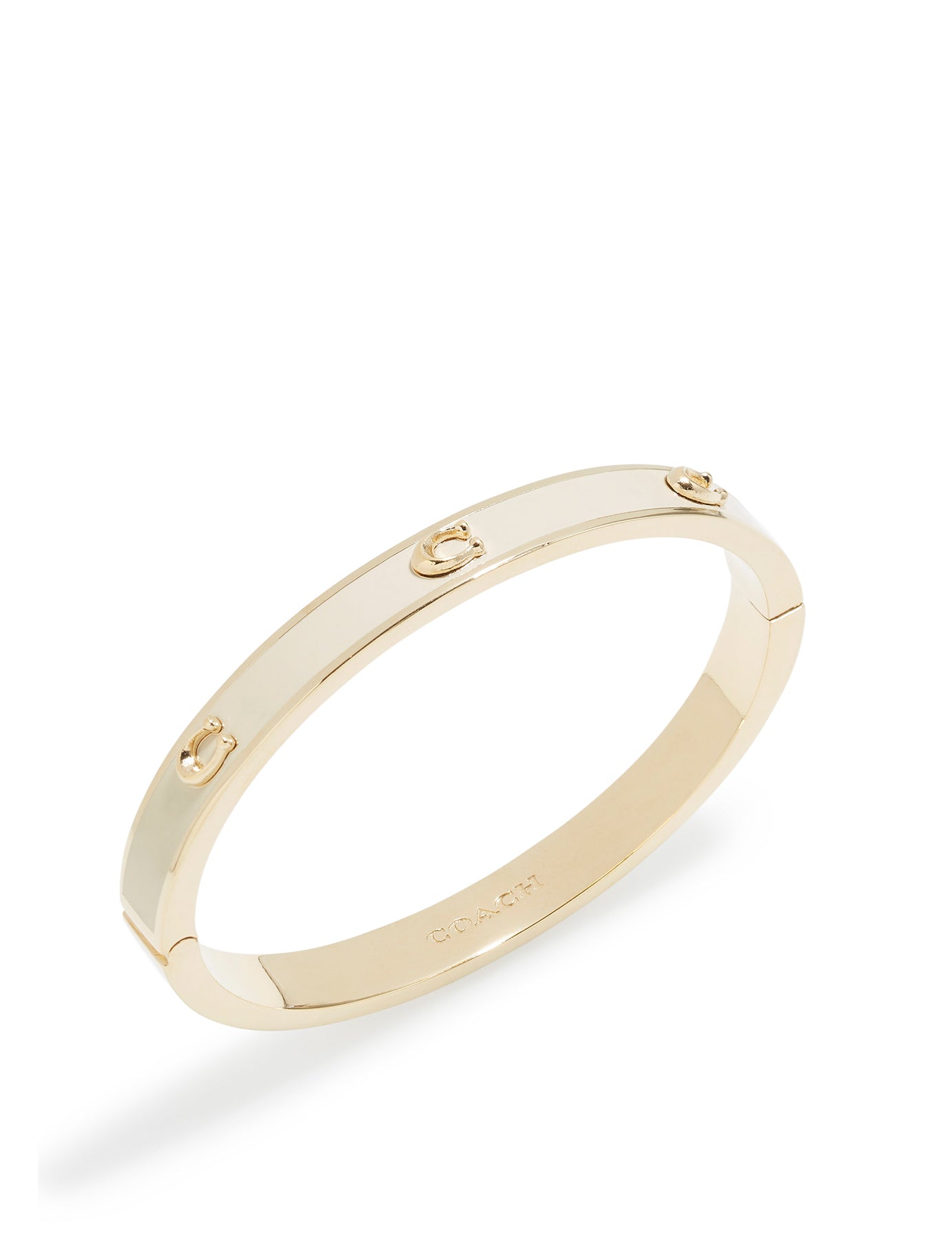 Pegged C Enamel Hinge Bangle Gold