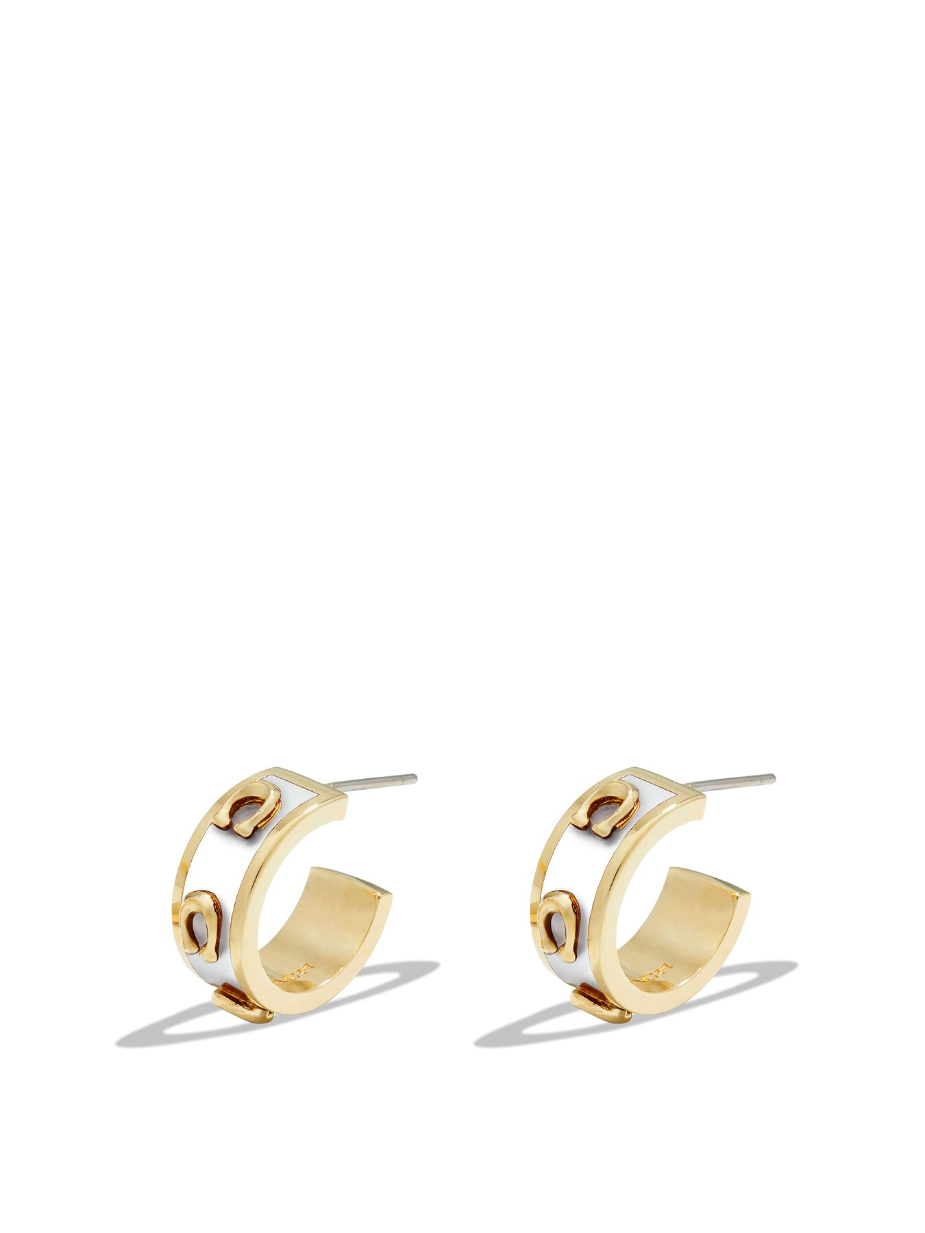 Enamel Pegged C Hoop Earrings Gold