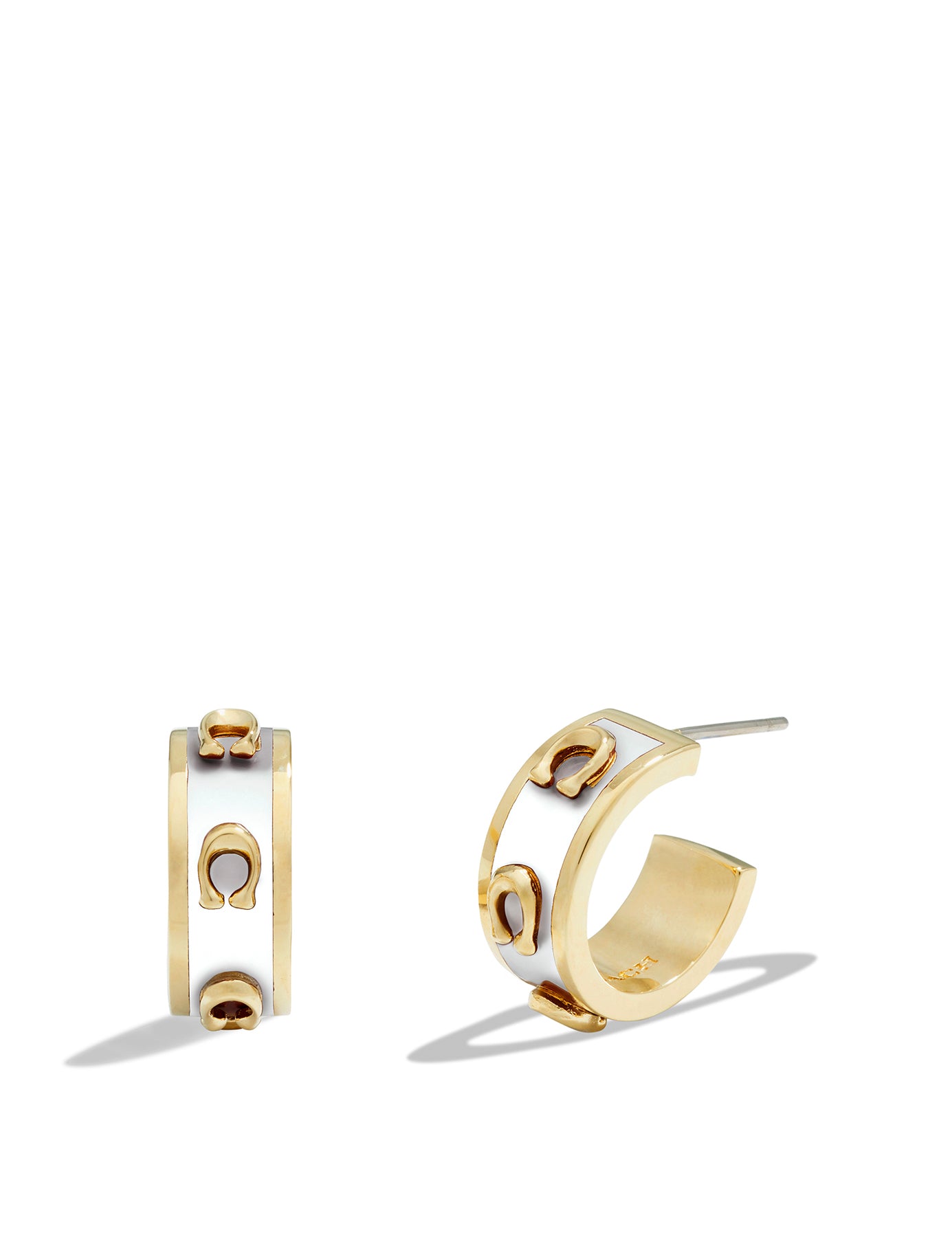 Enamel Pegged C Hoop Earrings Gold