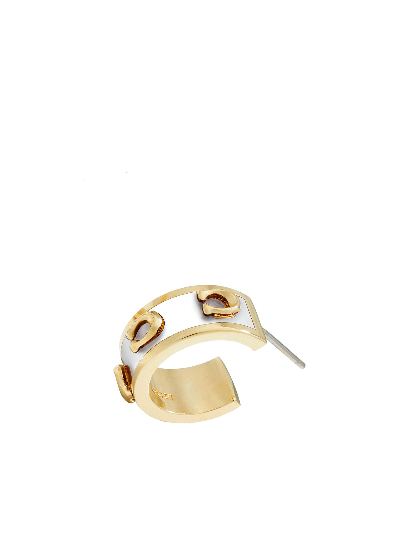 Enamel Pegged C Hoop Earrings Gold