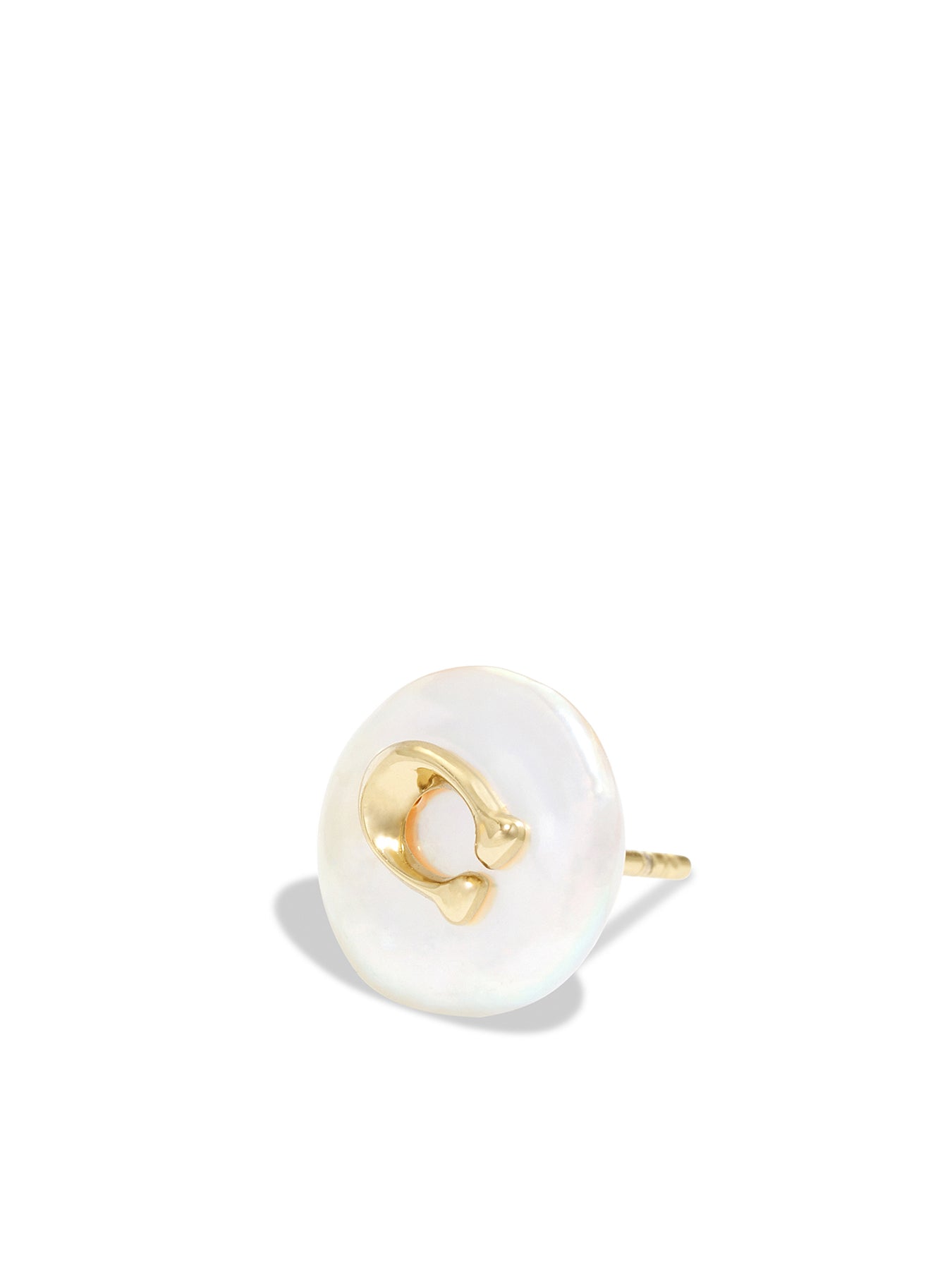 Logo Pearl Stud Earrings Gold