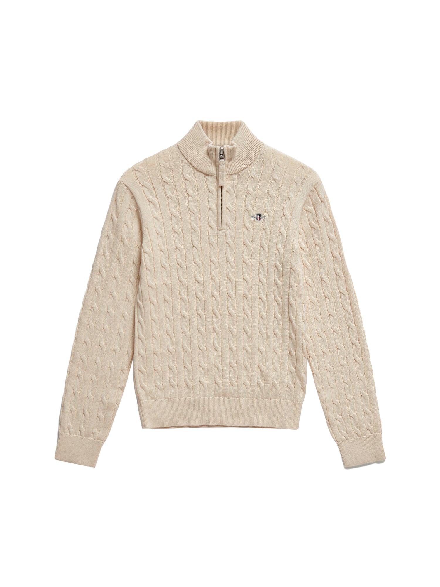 Kids' Shield Cotton Cable Half Zip Sweater Cream