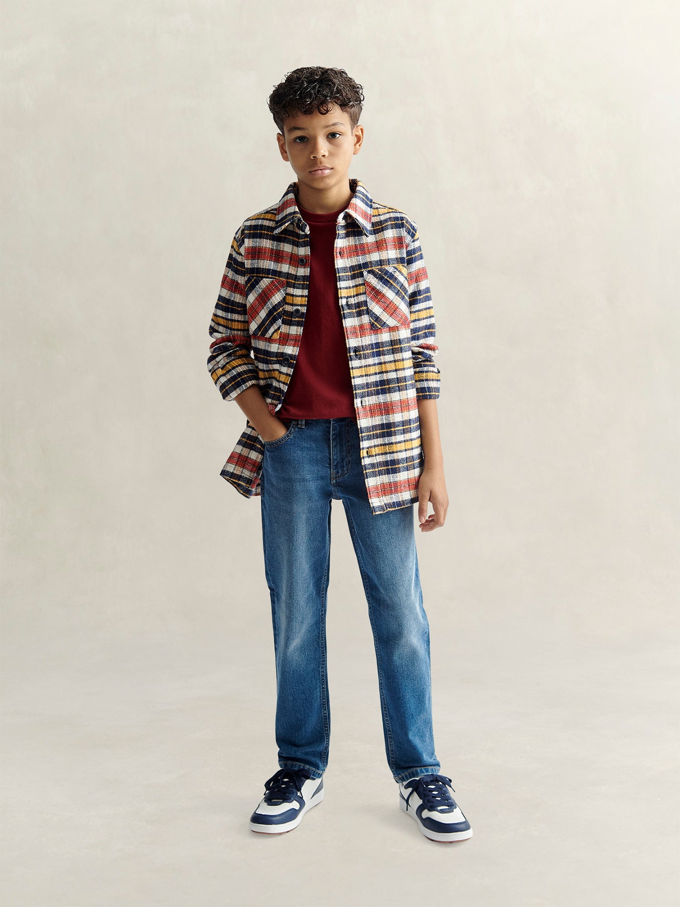 Block Check Cotton Overshirt