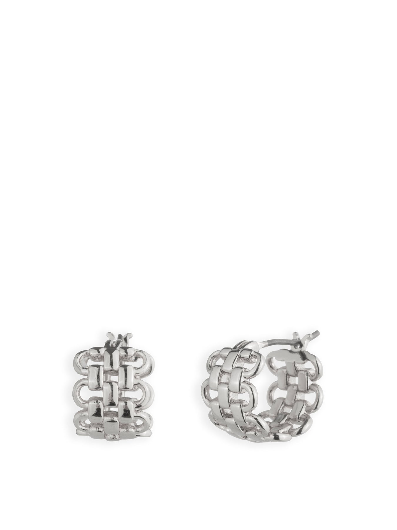 12mm Huggie Hoop Earrings Silver