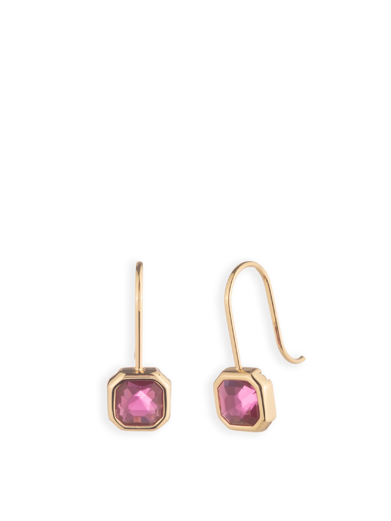 Stone Drop Hoop Earrings Red