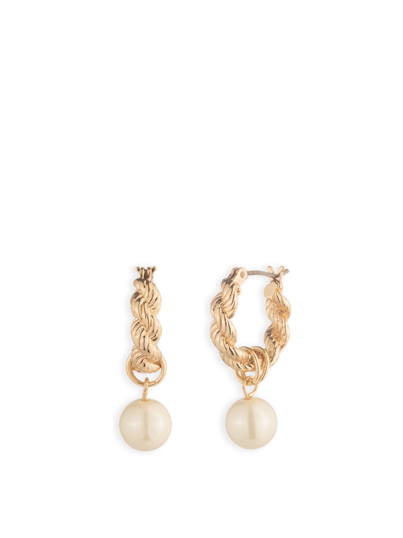 16mm Pearl Drop Huggie Earrings Gold