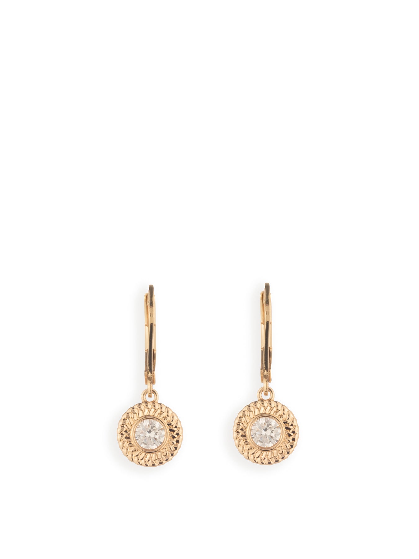 14mm Cubic Zirconia Drop Huggie Earrings - Gold