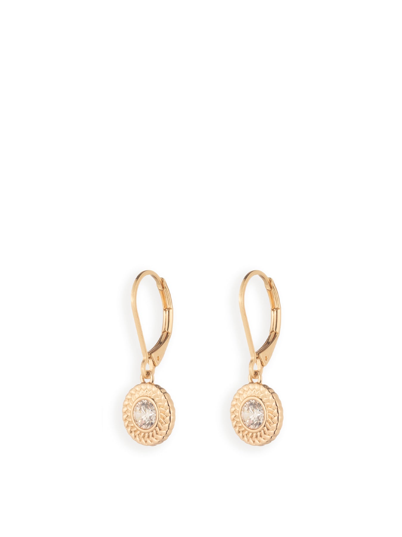 14mm Cubic Zirconia Drop Huggie Earrings - Gold