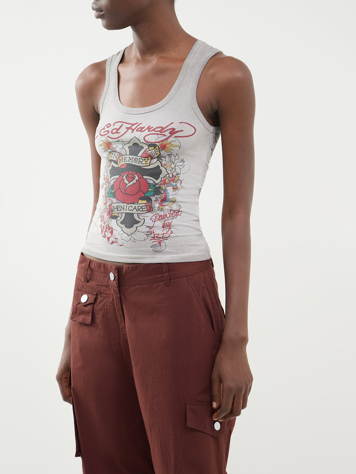 Cotton In Memory Of When I Cared Vest Top - Grey