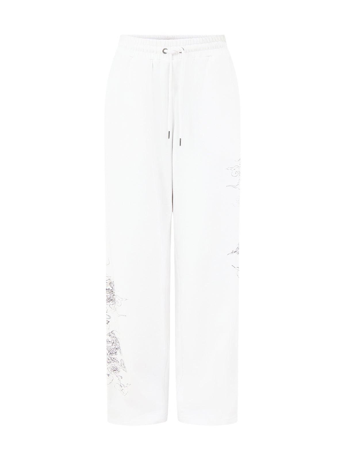 Cotton Gothic Dragon Relaxed Joggers - White