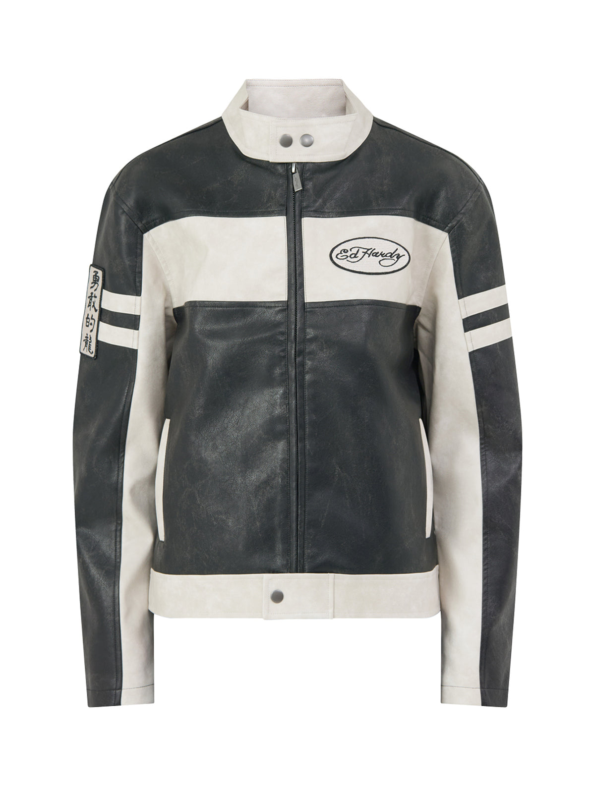 Los Angeles Faux Leather Moto Jacket - Black