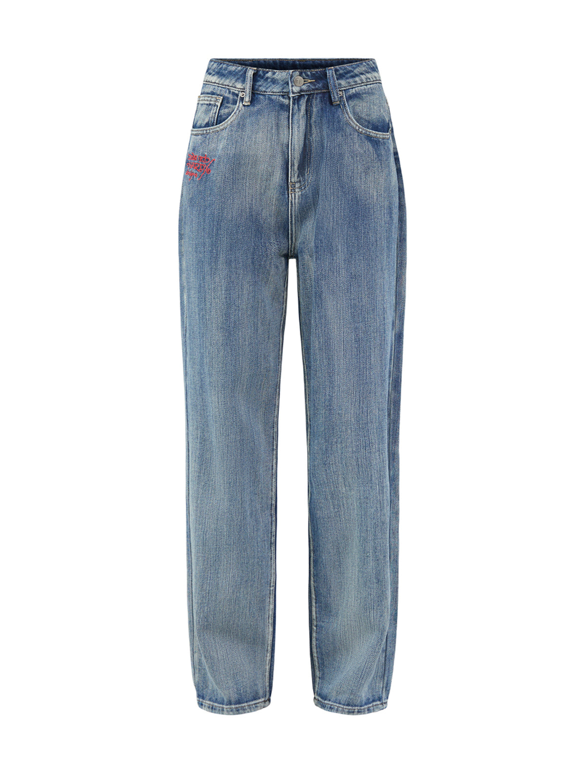 Denim Crawling Dragon Relaxed Jeans - Mid Blue