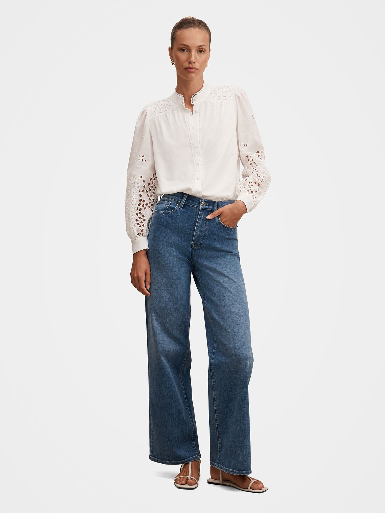 Sutton Embroidered Detail Blouse White