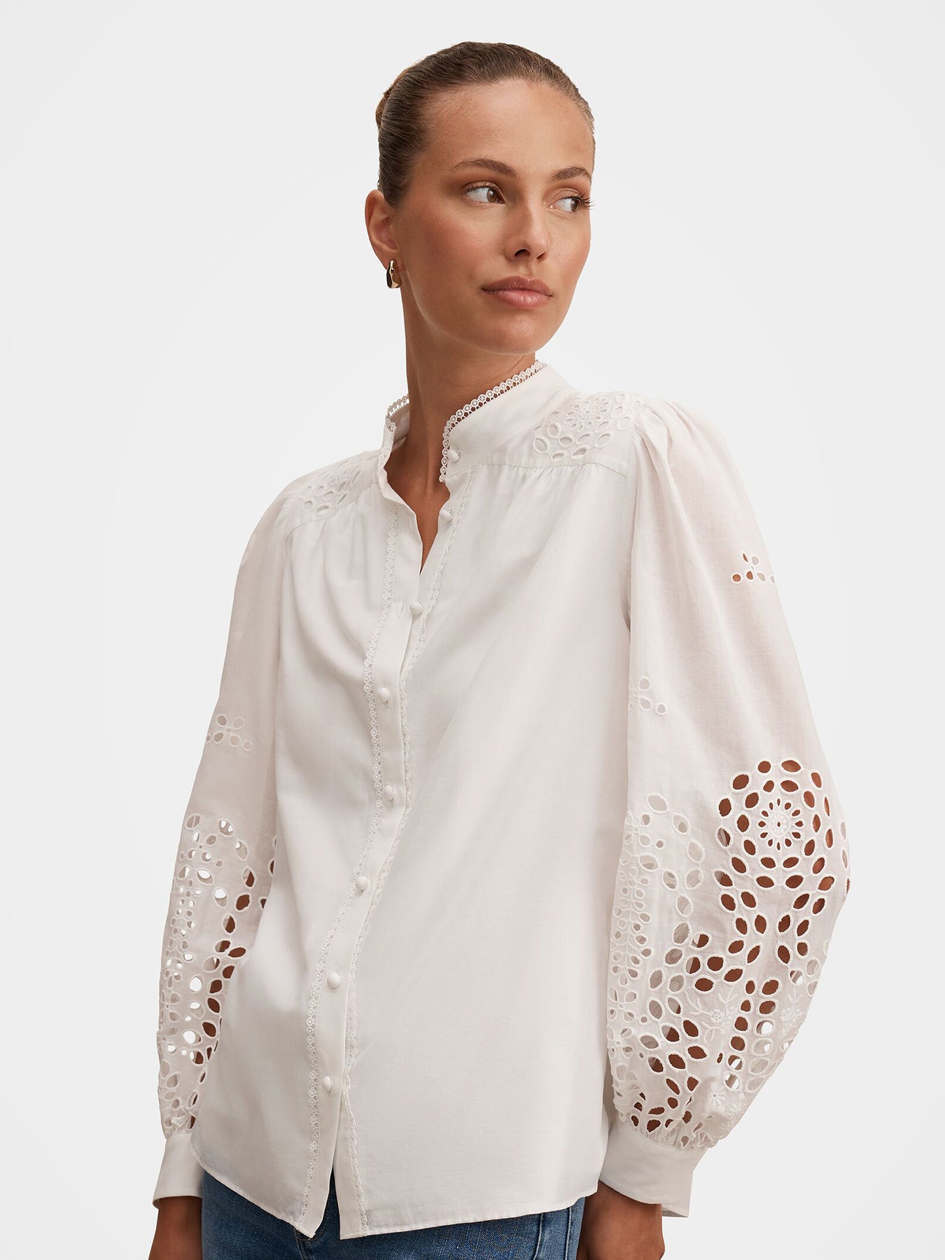 Sutton Embroidered Detail Blouse White