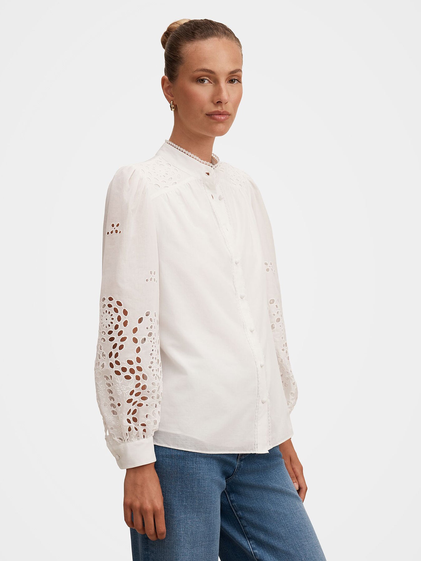 Sutton Embroidered Detail Blouse White