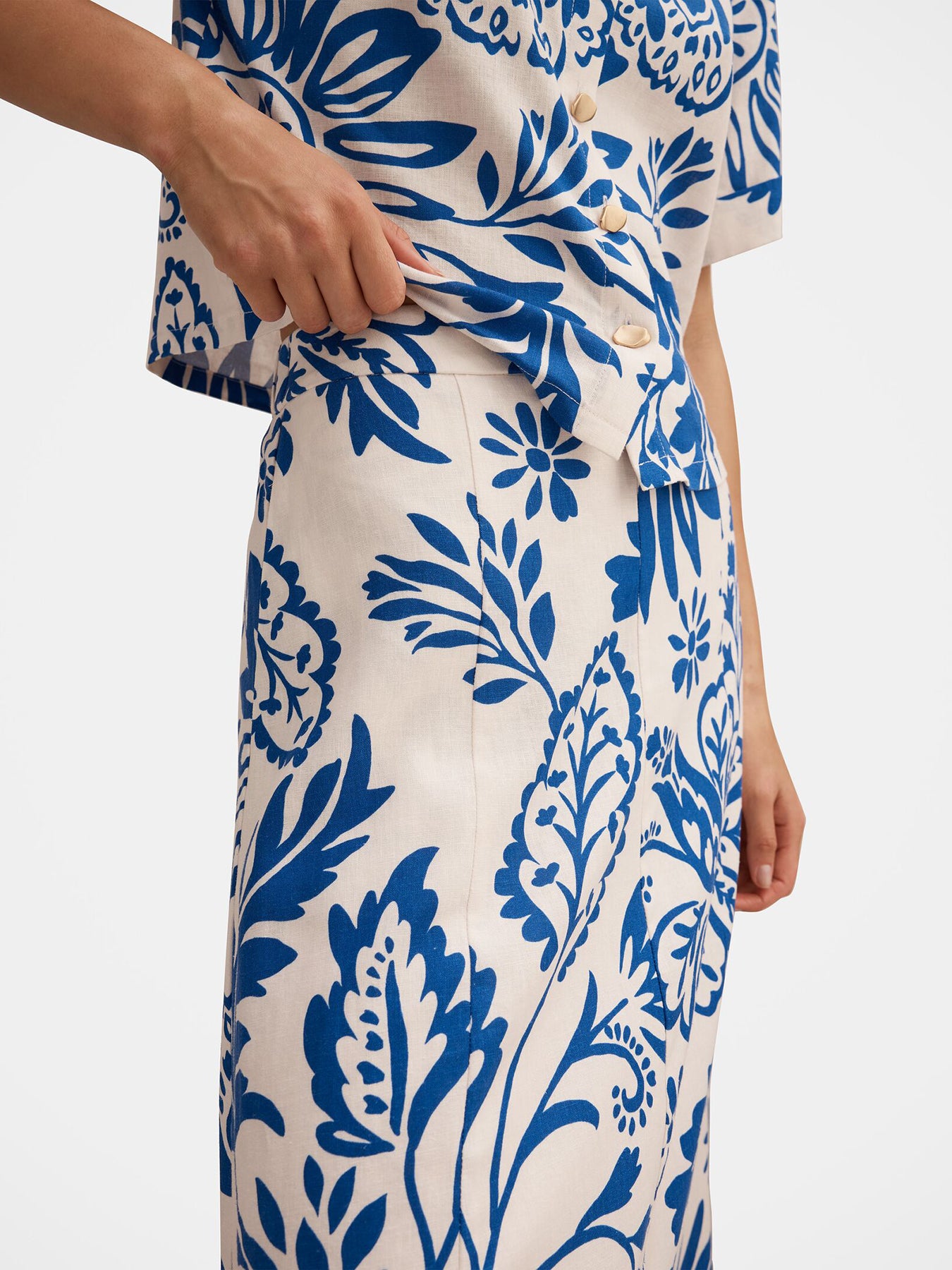 Darcy Printed Midi Skirt Blue