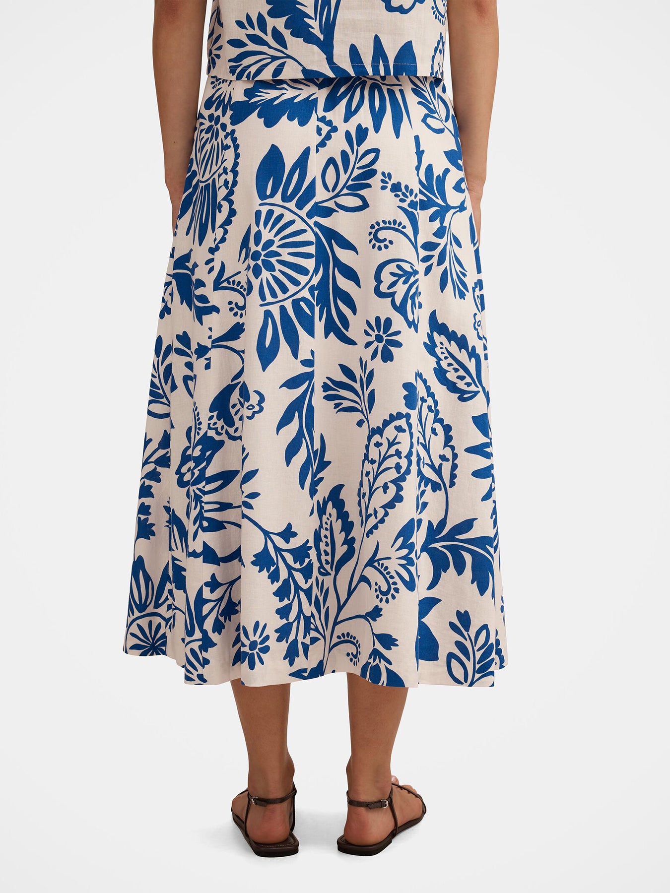 Darcy Printed Midi Skirt Blue
