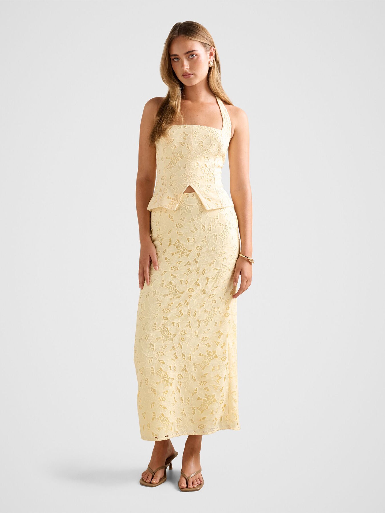 Andie Lace Maxi Skirt Yellow