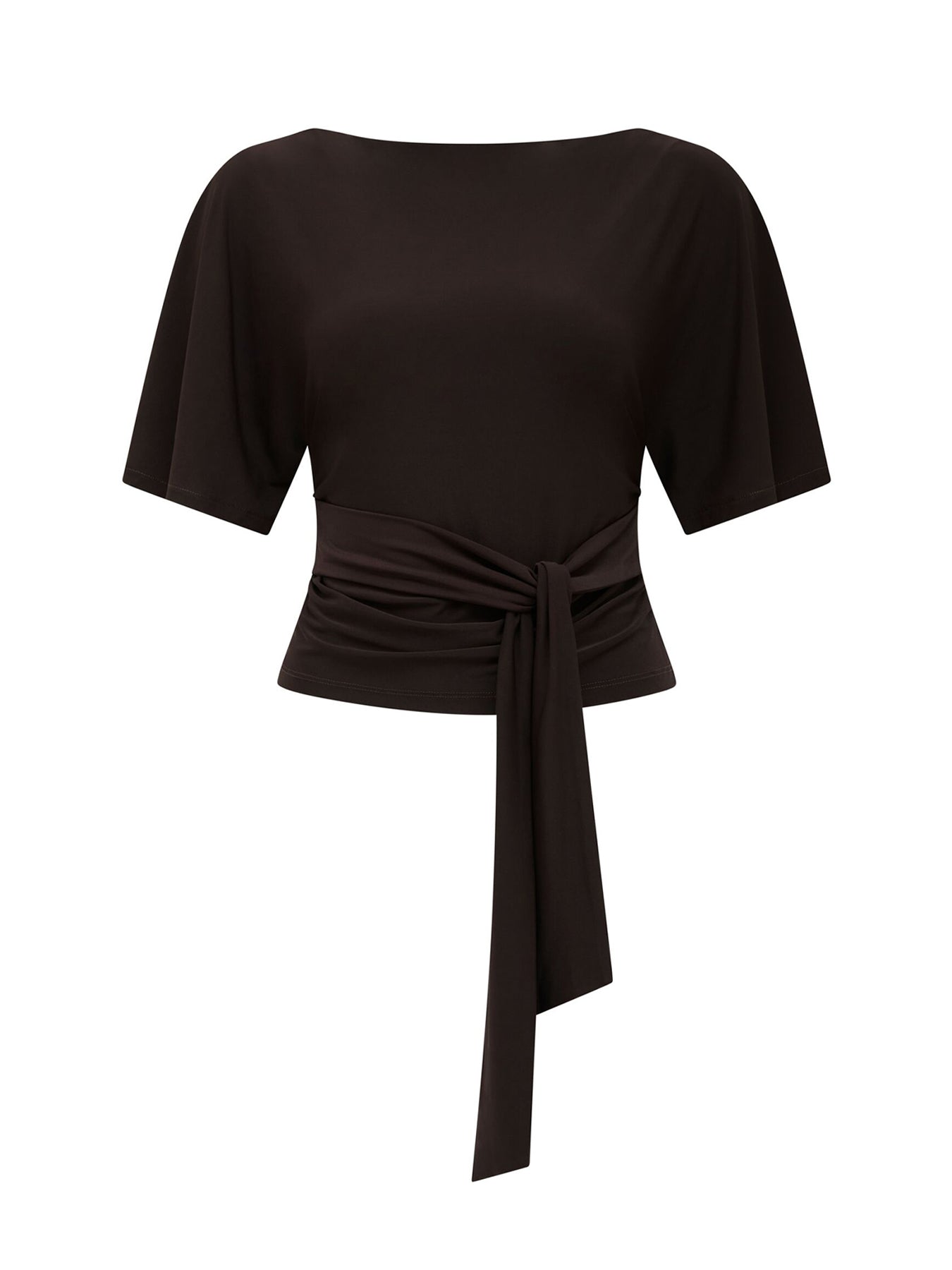 Paige Flutter Sleeves Tie Back Top Brown