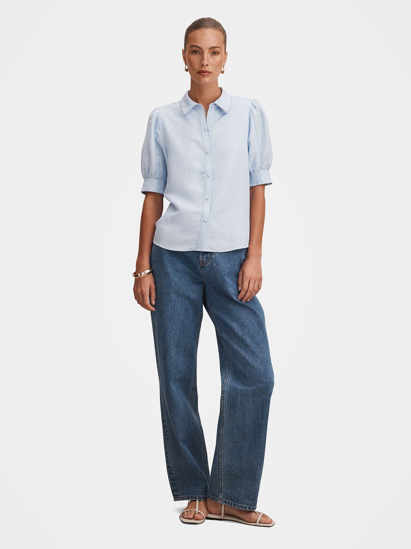 Finley Trim Detail Blouse Blue