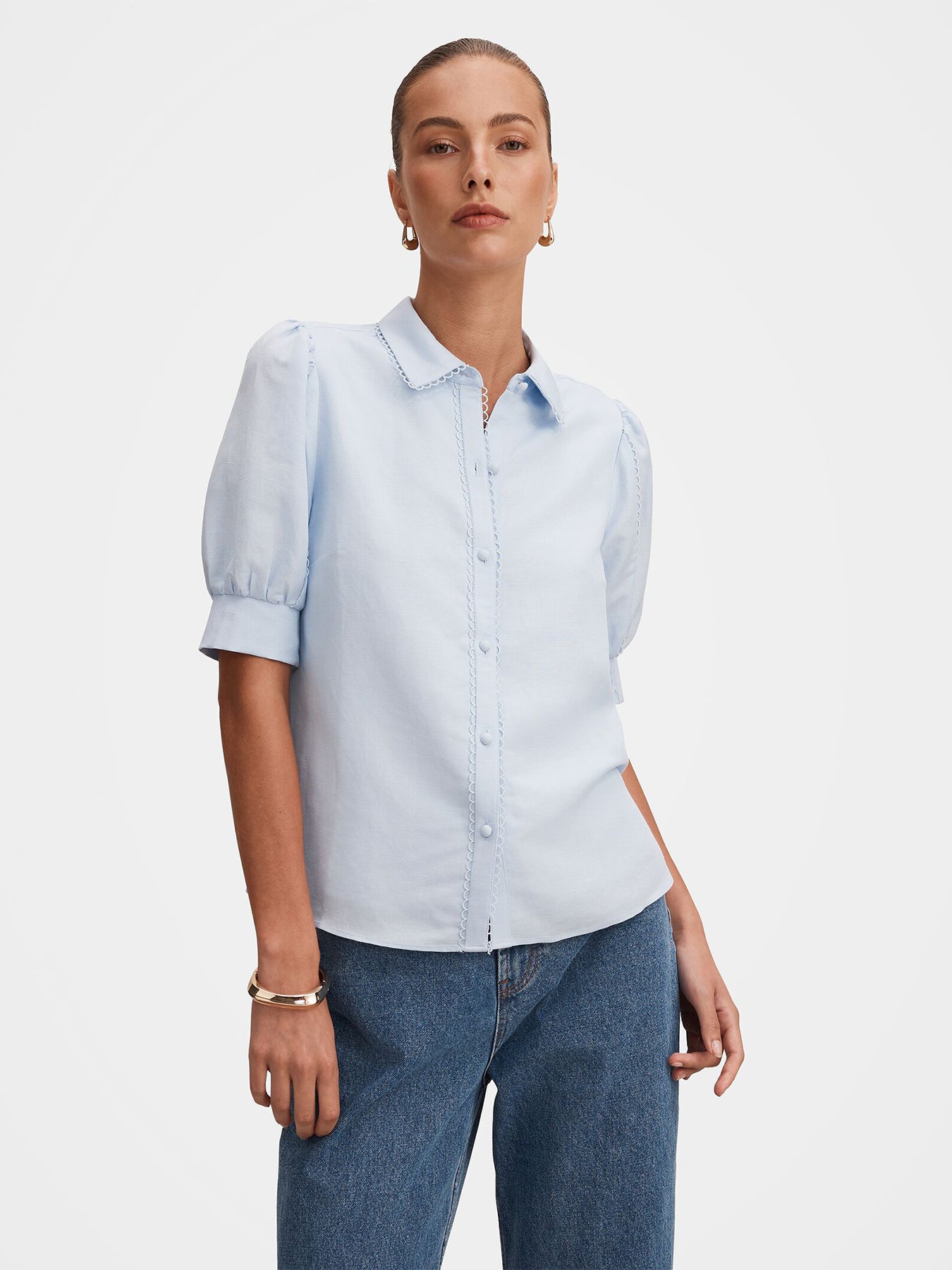 Finley Trim Detail Blouse Blue