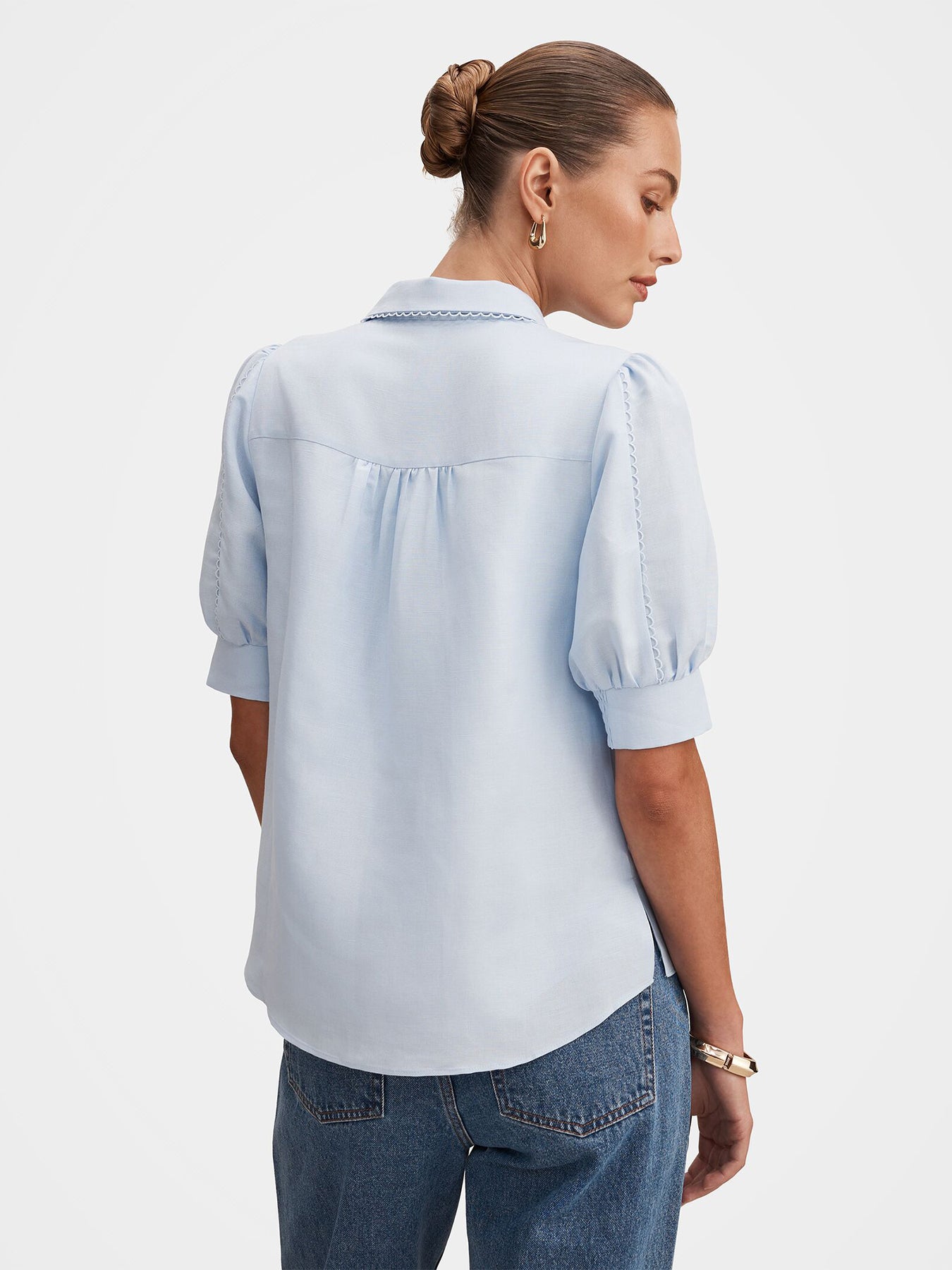 Finley Trim Detail Blouse Blue